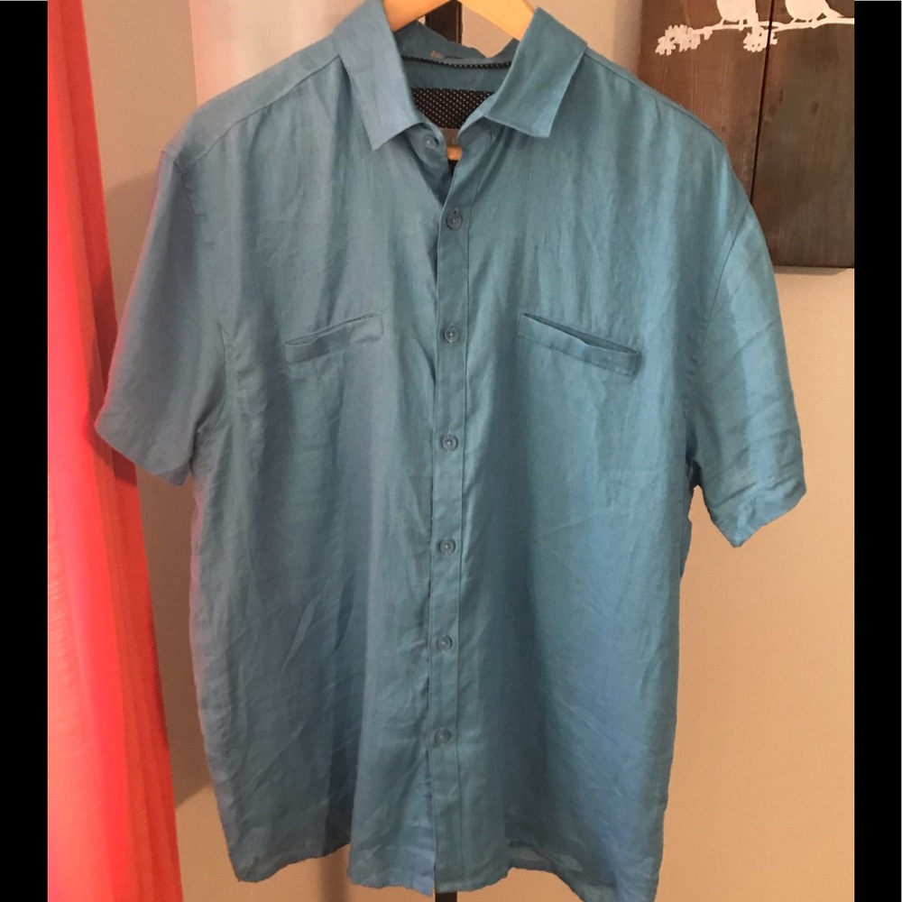 Blue Linen Button Down